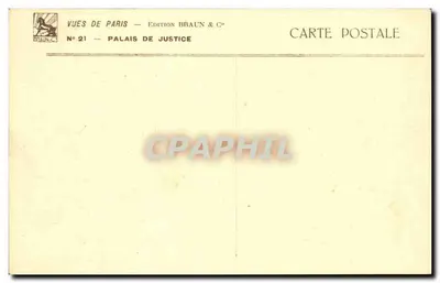 Pałac Sądu — Paryż — Wydawnictwo Braun & C°, nr 21 — Rewers