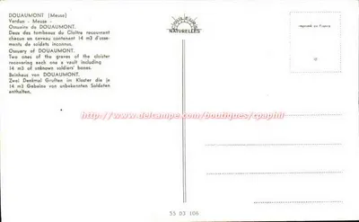 Côte 304 — Mort Homme — Ossuaire de Douaumont — Wydawca Cloueure Naturelles, nr 55 D3 106 — Rewers