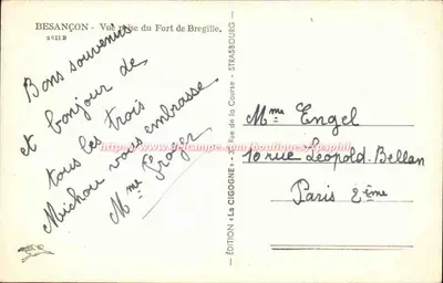 Besançon — Vue prise du Fort de Bregille — Édition La Cigogne, Strasbourg — Verso