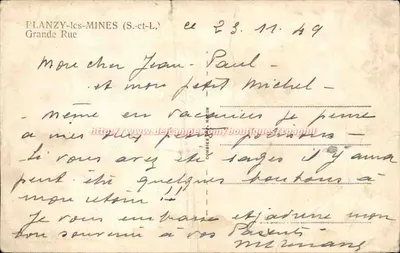 Planzy-les-Mines — Grande Rue — Ciny — Verso