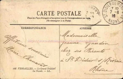 Versailles — O Grande Trianon — A Fachada — LL. — Editor LL, n° 168 — Verso