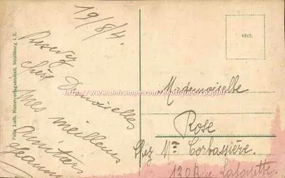 Ulrichsburg przy Rappoltsweiler — ruiny zamku na wzniesieniu — Felix Laib, Straßburg I.E., n° 6517 — Rewers