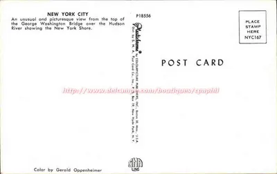 George Washington Bridge — uitzicht vanaf de top — S.N.A. Post Card Co. n° P18556 — Achterkant