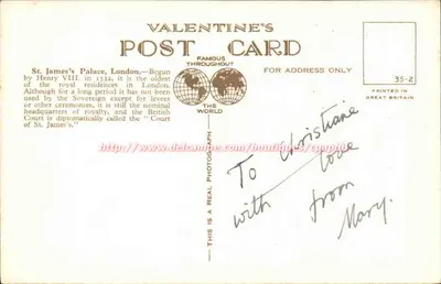 Palazzo di San Giacomo, Londra — editore Valentine's, n° 43701.J.V. — Verso