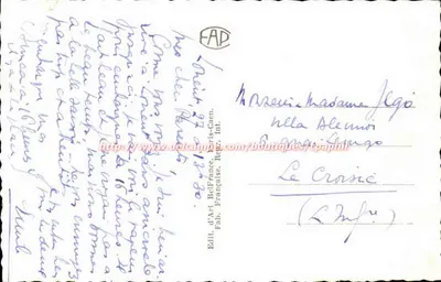 Paisagem invernal — floresta e cabana — Ed. de Arte BelFrance, Paris-Caen, Int. — Verso