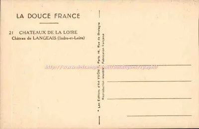 Zamek Langeais — Indre-et-Loire — Wydawnictwo Art YVON — Rewers