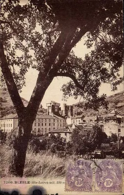 Blesle (Hte-Loire) — vista do vilarejo com igreja — Edições de Arte Margerit-Bredon