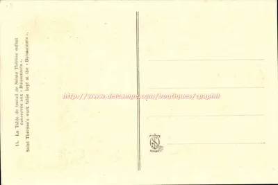 Tavolo da lavoro di Santa Teresa bambina — conservato ai « Buissonnets » — editore « Cruse » — Verso