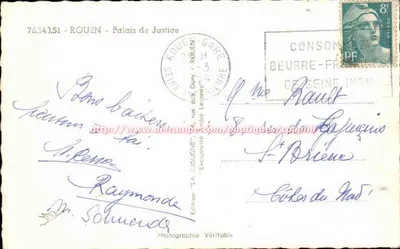 Rouen - Pałac Sądu — wydawca 'La Cigogne' nr 76.542.51 — Rewers