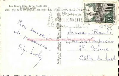 Przełęcz Cayolle — Widok z przełęczu i mostu — Wydawnictwo Artisitiques ADIA — Rewers