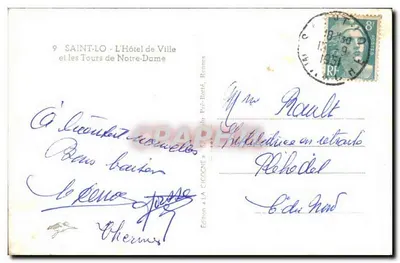 Saint-Lô - O Hotel de Ville e as Torres de Notre-Dame — Edição « La Cigogne » — Verso