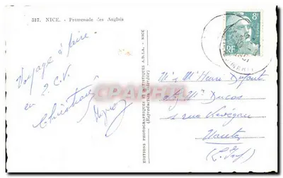 Niza - Promenade des Anglais — Ediciones Fotográficas y Artísticas A.D.L.A. — n° 517 — Reverso