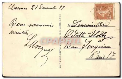 CANNES - Promenade de la Croisette — editor Rostan & Munier, n° 548 — Verso