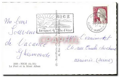 Le Port i Mont Alban — Nice — wydawca Real-Photo-Cie des Arts Photographiques (2056) — Rewers