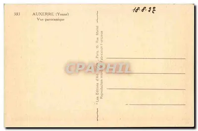 Auxerre (Yonne) — Vista panorâmica — Les Éditions d'Art 'YONNE', Paris — Verso