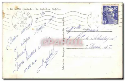 Le Mans (Sarthe) — Katedra św. Julianna — Éditeur Graphithe, n° 7 — Rewers