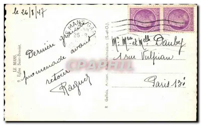 Igreja de Saint-Denoiot — Le Mans — R. Gallois, Artisan, Rue Malmaison — Verso