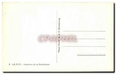 Le Puy - Interior da Catedral — editor G. A. P. Strasbourg, n°8 — Verso