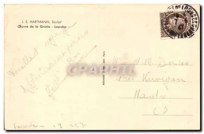 Santa Bernadette — statua scolpita — J. S. Hartmann, Bouasse, Parigi — Verso