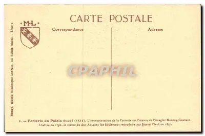 Porterie Pałacu Ducalnego — Nancy — Muzeum Historyczne Lorenskie, seria 2 — Rewers