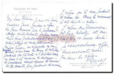 I Tuileries e l'Arco di Trionfo del Carrousel — Éditions d'Art YVON, Parigi — Verso