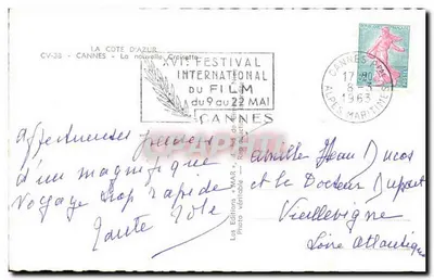 Cannes — Avenue des palmiers — editor MAR, n° CV-38 — Verso