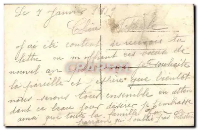 Bukiet pączkow i geranium — Niech ten wspomnienie będzie dla Ciebie źródłem przyjemności! — datowana 4 stycznia 1919 — Rewers