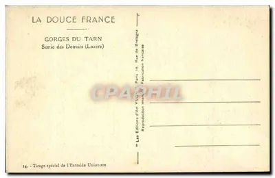 Gorges do Tarn — Saída dos Détroits (Lozère) — Les Éditions d'Art YVCR, Paris — Verso