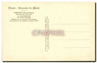 Vassiviére — Capela ou Pequena Capela — editor Vassiviére (Puy-de-Dôme) — Verso