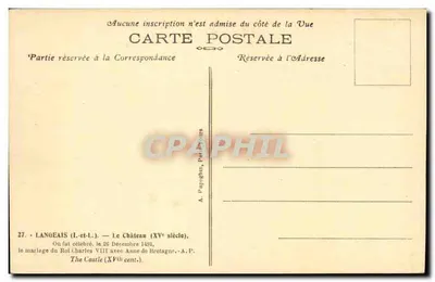 Kasteel van Langeais — 15e eeuw — A. Papaghin, Parijs — Achterkant