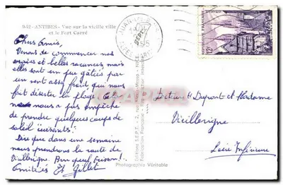 Antibes - Vista sobre a velha cidade e o Forte Carré — Éditions S.E.P.T. - Fabrication Française Interieure — Verso