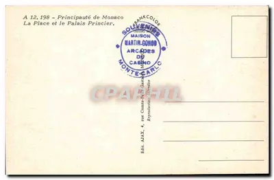 Place i Pałac Książęcy — Księstwo Monako — wydawca Martin-Gonod — Rewers