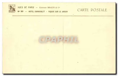 Hotel Carnavalet — fasada na ogród — Wydawnictwo Braun & Cie, nr 30 — Rewers
