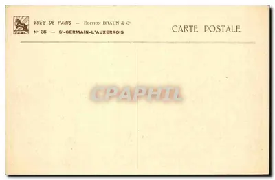 Saint-Germain-l'Auxerrois — widok katedry w trakcie prac remontowych — Wydawnictwo Braun & Cie, N° 35 — Rewers