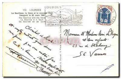 Lourdes — A Basílica, o Gave e o novo Ponte — Edição A. Doucet, n°132 — Verso