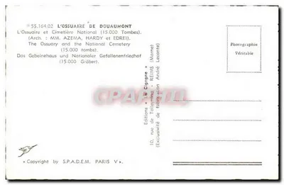 Ossuarium w Douaumont — Kwatera Narodowa — Wydawnictwo La Gigogne — Rewers