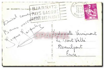 Biarritz - A Grande Praia — País Basco, editor Real.Photo, n°400 — Verso