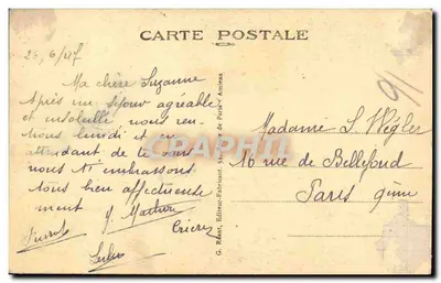 Le Tréport (Seine-Inf.) — Vista panorâmica — As Escadas — G. Riant, Editor-Fabricante, 26 — Verso