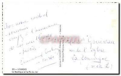 Lourdes — A Basílica e o Pic du Jer — Edição P. DOUCET, Ché-Albert — Verso