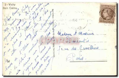 Wieża zegarowa w Vichy — wydawca Ted, n° 171 — Rewers