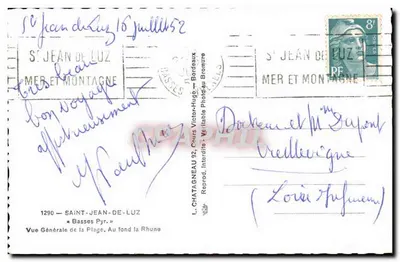 Saint-Jean-de-Luz — Vista Geral da Praia, no fundo a Rhune — L. Chatagneau, 1290 — Verso
