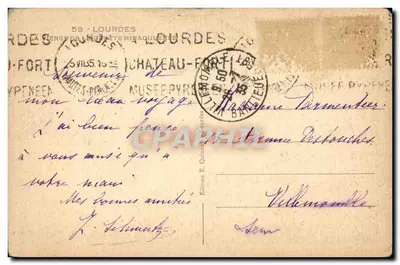 Estátua da Virgem Imaculada Conceição — Lourdes — Edição E. Quinault, n°58 — Verso