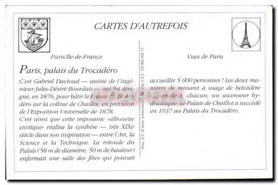 París — El Trocadéro — L.D. — Tarjeta postal antigua — Reverso