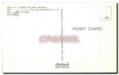 Torre da igreja de Santo Domingo — Cuzco, Peru — Plastichrome — Verso