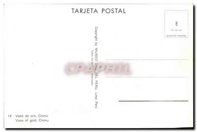 Złoty naczynie, Chimú — Muzeum Złota Peru, Lima — seria 14 — Rewers