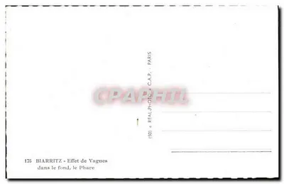 Biarritz - Efeito de Ondas no fundo, o Farol — CPAPHIL, n° 175 — Verso