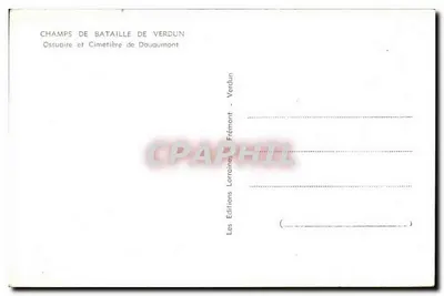 Pola bitew Verdun — Ossuaire i Cmentarz w Douaumont — Wydawnictwo Lorraines Frémont — Rewers