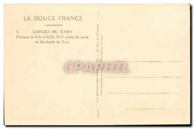 Castelo de La Caze — Gorges do Tarn — Les Éditions d'Art Yvon, Paris — Verso