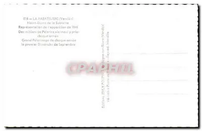 La Rabatelière (Vendée) — Nossa Senhora da Sablette — Éditions Jehly — Verso