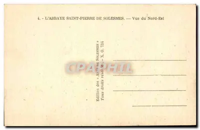 Abbatia św. Piotra w Solesmes — Widok z północy — Wydawnictwo « Arts de Solesmes » — Rewers